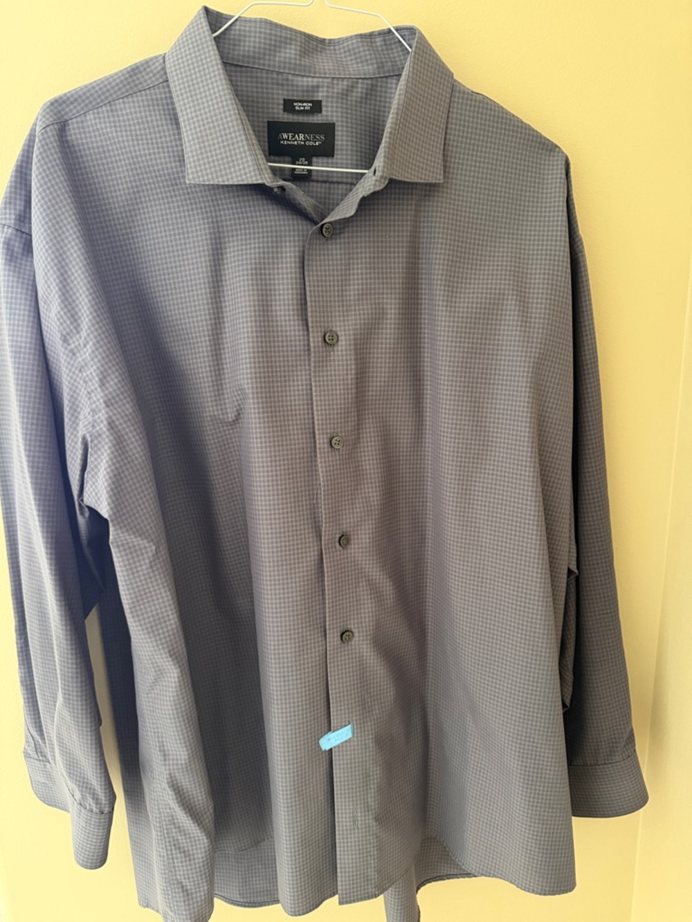 Kenneth Cole Small-Check Dress Shirt in Gray w/ flaw